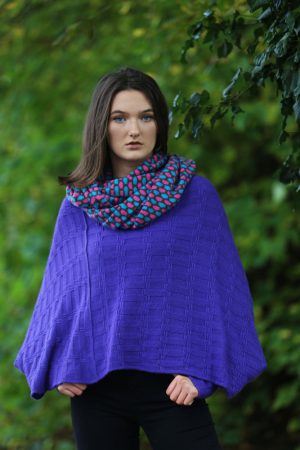 Box Patterned Twisted Loop Scarf LOOPSCF3-1 Linda Wilson Knitwear Irish Designer Limerick