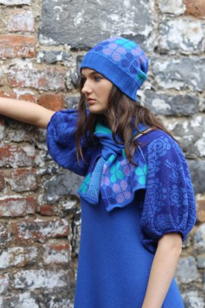 Beanie Ribbed Retro Petal Hat 1 Linda Wilson Irish Knitwear Designer Limerick