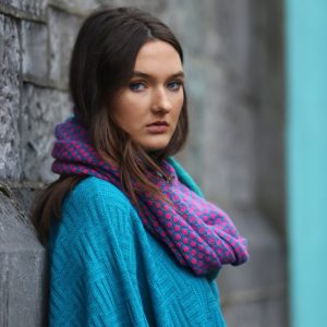 Block Colour Moss Looped Scarf 2 Linda Wilson Irish Knitwear Designer Limerick