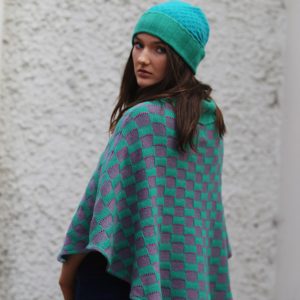 Checker Poncho 2 Linda Wilson Irish Knitwear Designer Limerick