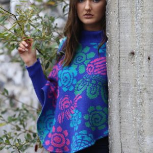 Floral Poncho with Sleeves 2 Linda Wilson Irish Knitwear Designer Limerick