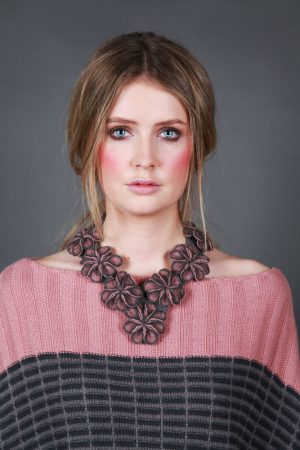 Multi Small Blossom Neckpiece NECK14c-1 Linda Wilson Knitwear Irish Designer Limerick