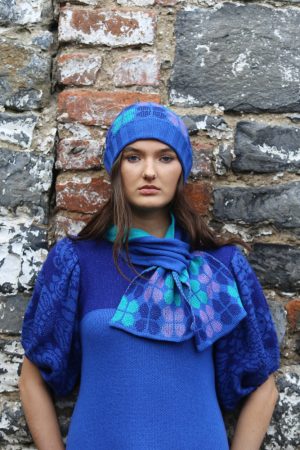 Retro Petal Pull Through Scarf 1 Linda Wilson Irish Knitwear Designer Limerick