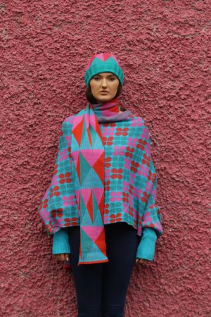 Triangular Pattern Long Scarf 1 Linda Wilson Irish Knitwear Designer Limerick