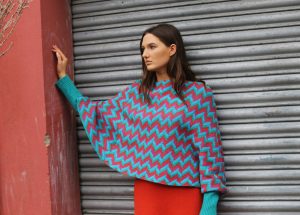 ZigZag Poncho Style Jumper 1 Linda Wilson Irish Knitwear Designer Limerick